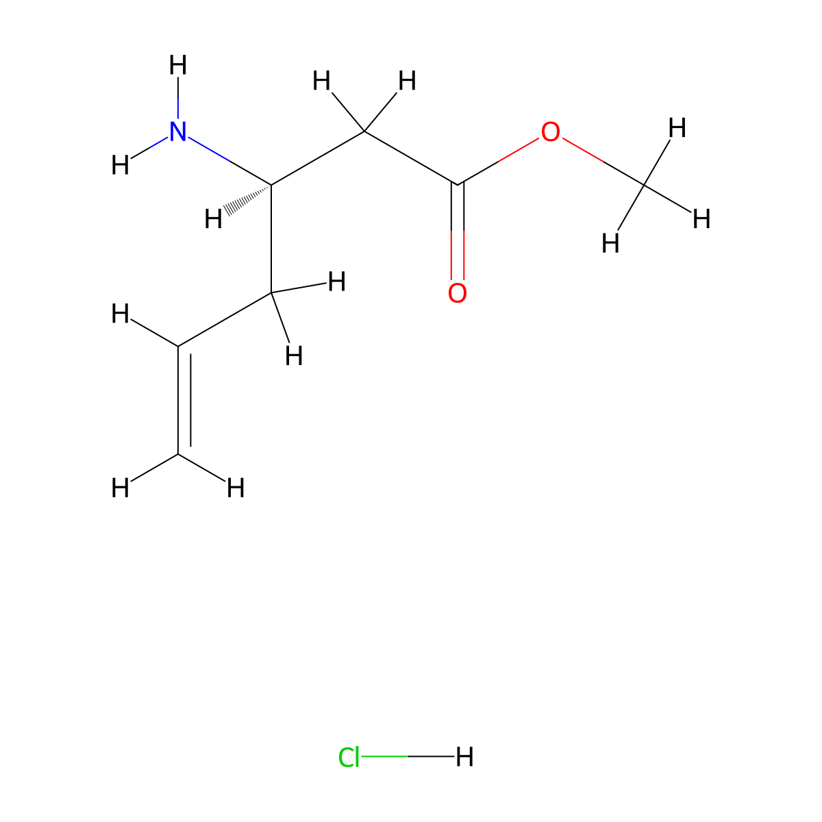 Methyl (3R)-3-aminohex-5-enoate hydrochloride molecular structure, CAS 1820571-33-2