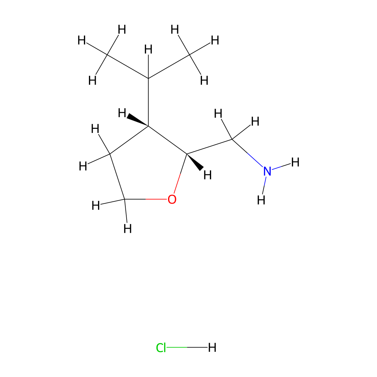 [(2R,3R)-3-(propan-2-yl)oxolan-2-yl]methanamine hydrochloride molecular structure, CAS 1820571-43-4