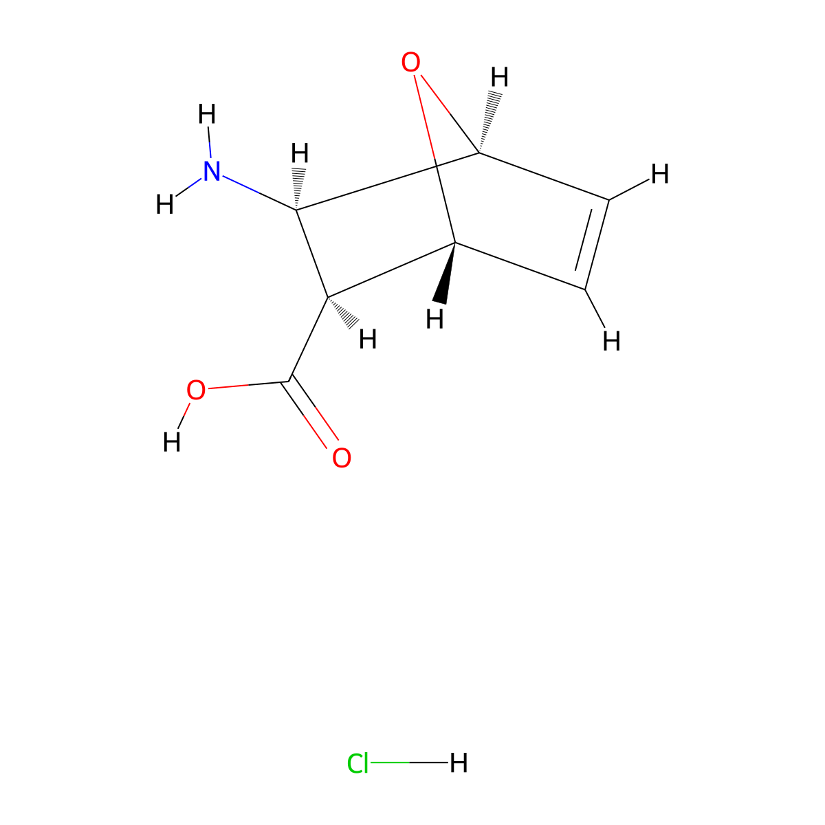 rac-(1R,2S,3R,4S)-3-Amino-7-oxabicyclo[2.2.1]hept-5-ene-2-carboxylic acid hydrochloride molecular structure, CAS 1820571-66-1