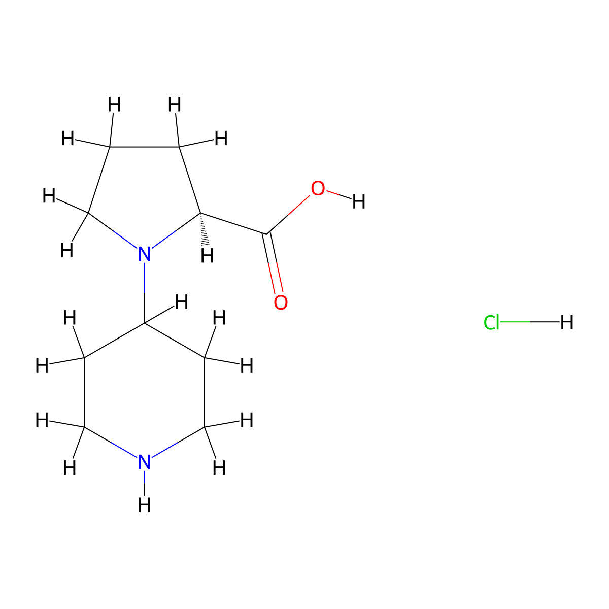 (2S)-1-(Piperidin-4-YL)pyrrolidine-2-carboxylic acid hcl molecular structure, CAS 1820571-91-2