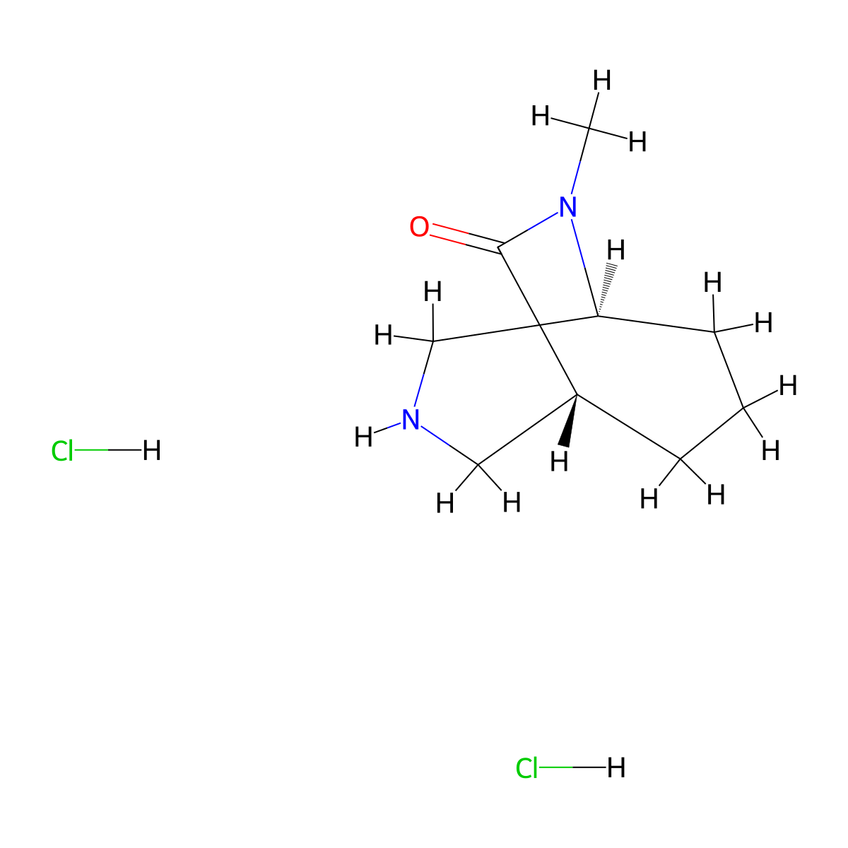 rac-(1S,5R)-9-methyl-3,9-diazabicyclo[3.3.2]decan-10-one dihydrochloride molecular structure, CAS 1820571-96-7