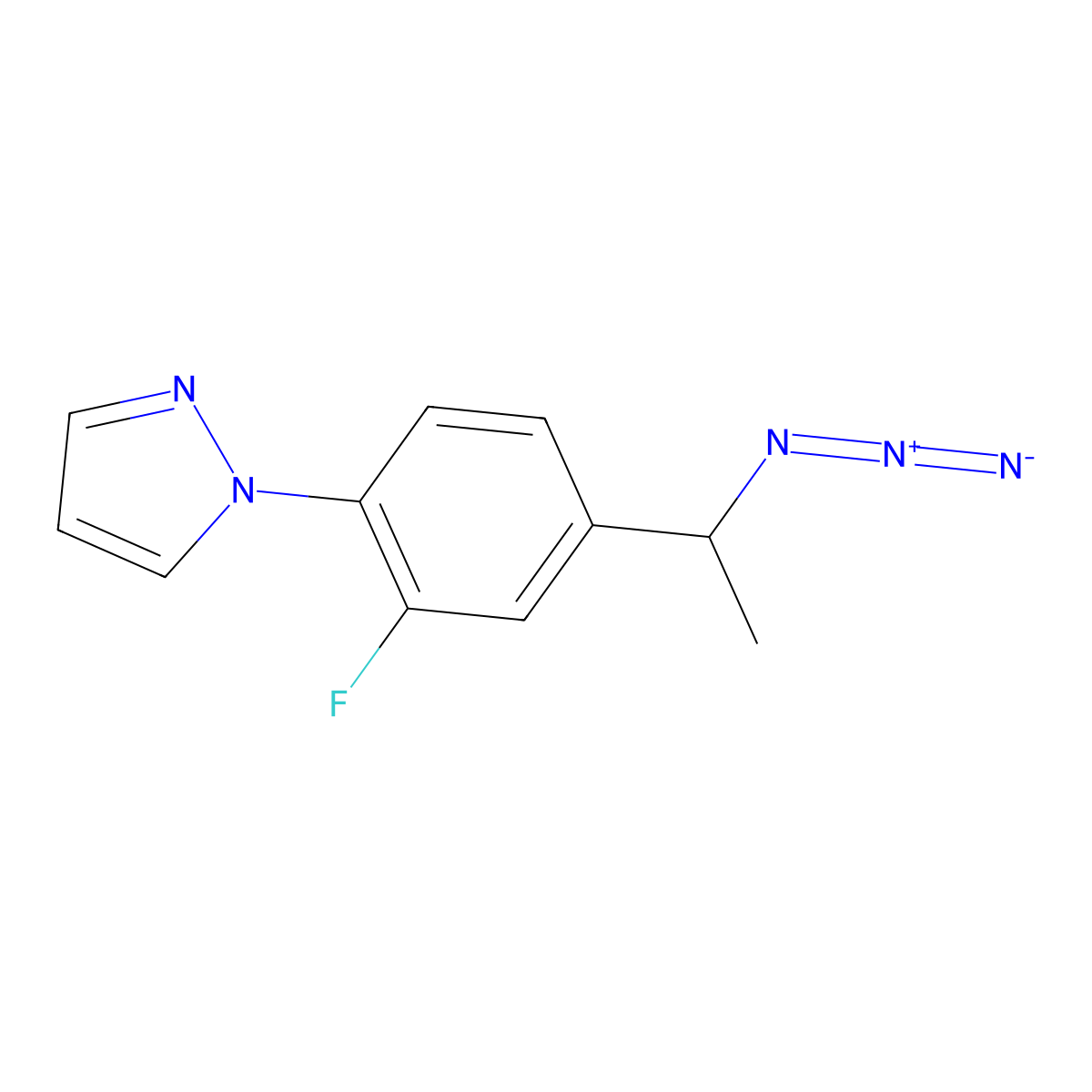 1-{4-[(1R)-1-azidoethyl]-2-fluorophenyl}-1H-pyrazole molecular structure, CAS 1820572-01-7