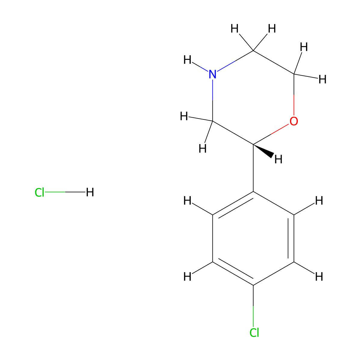 (2R)-2-(4-chlorophenyl)morpholine hydrochloride molecular structure, CAS 1820572-03-9