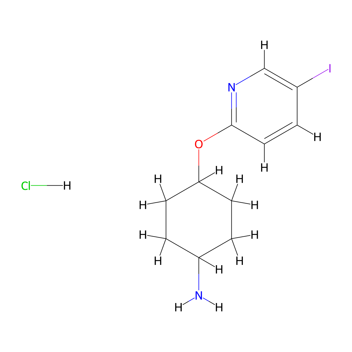 (1r,4r)-4-((5-Iodopyridin-2-yl)oxy)cyclohexan-1-amine hydrochloride molecular structure, CAS 1820572-09-5