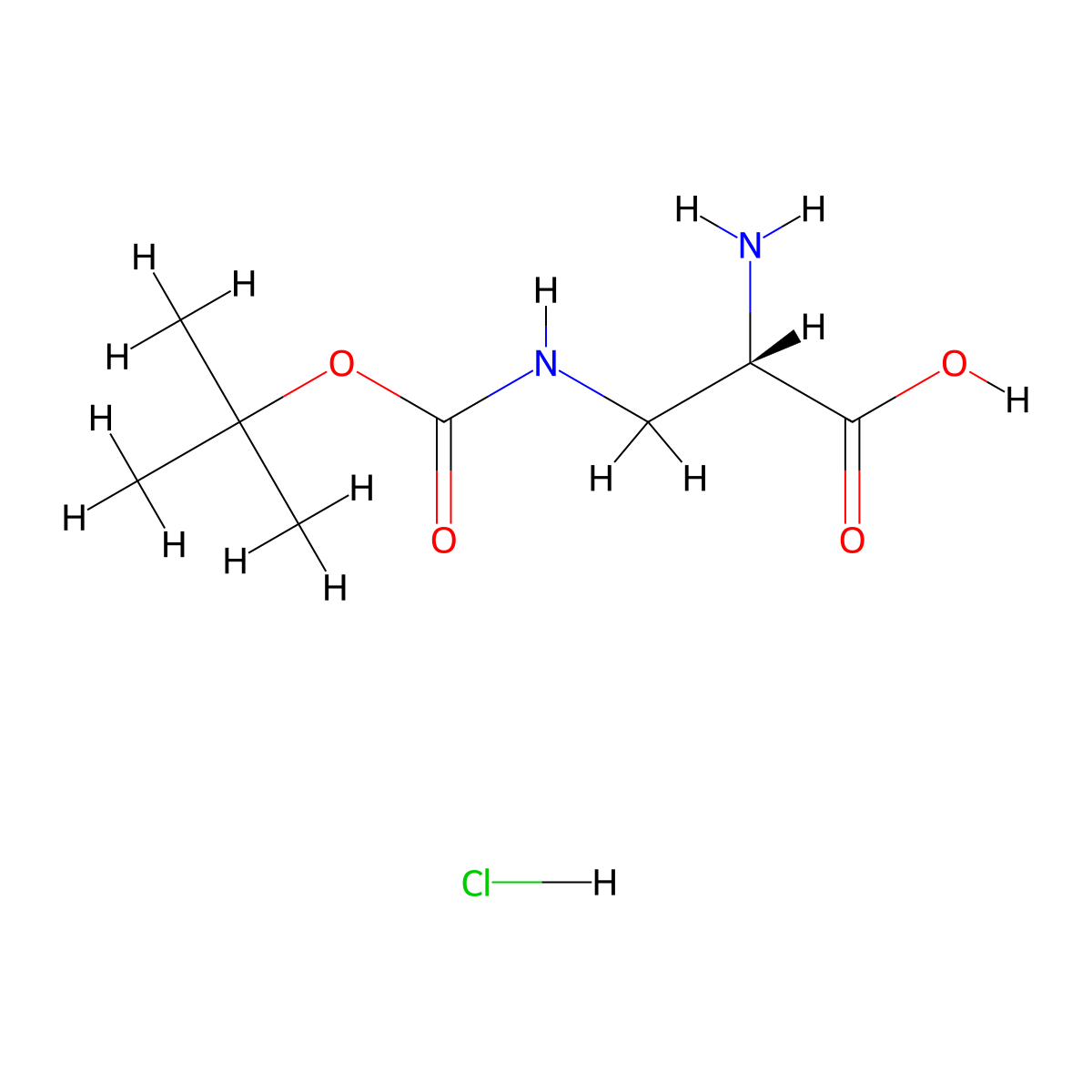 (2S)-2-amino-3-{[(tert-butoxy)carbonyl]amino}propanoic acid hydrochloride molecular structure, CAS 1820572-31-3