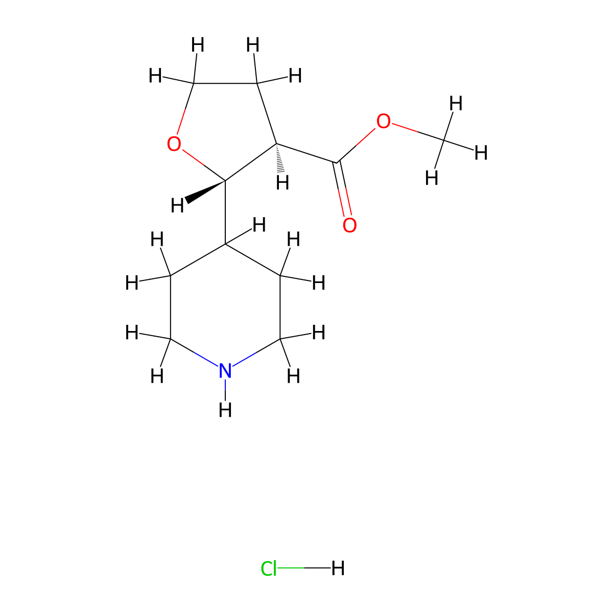 methyl (2S,3R)-2-(piperidin-4-yl)oxolane-3-carboxylate hydrochloride molecular structure, CAS 1820572-33-5