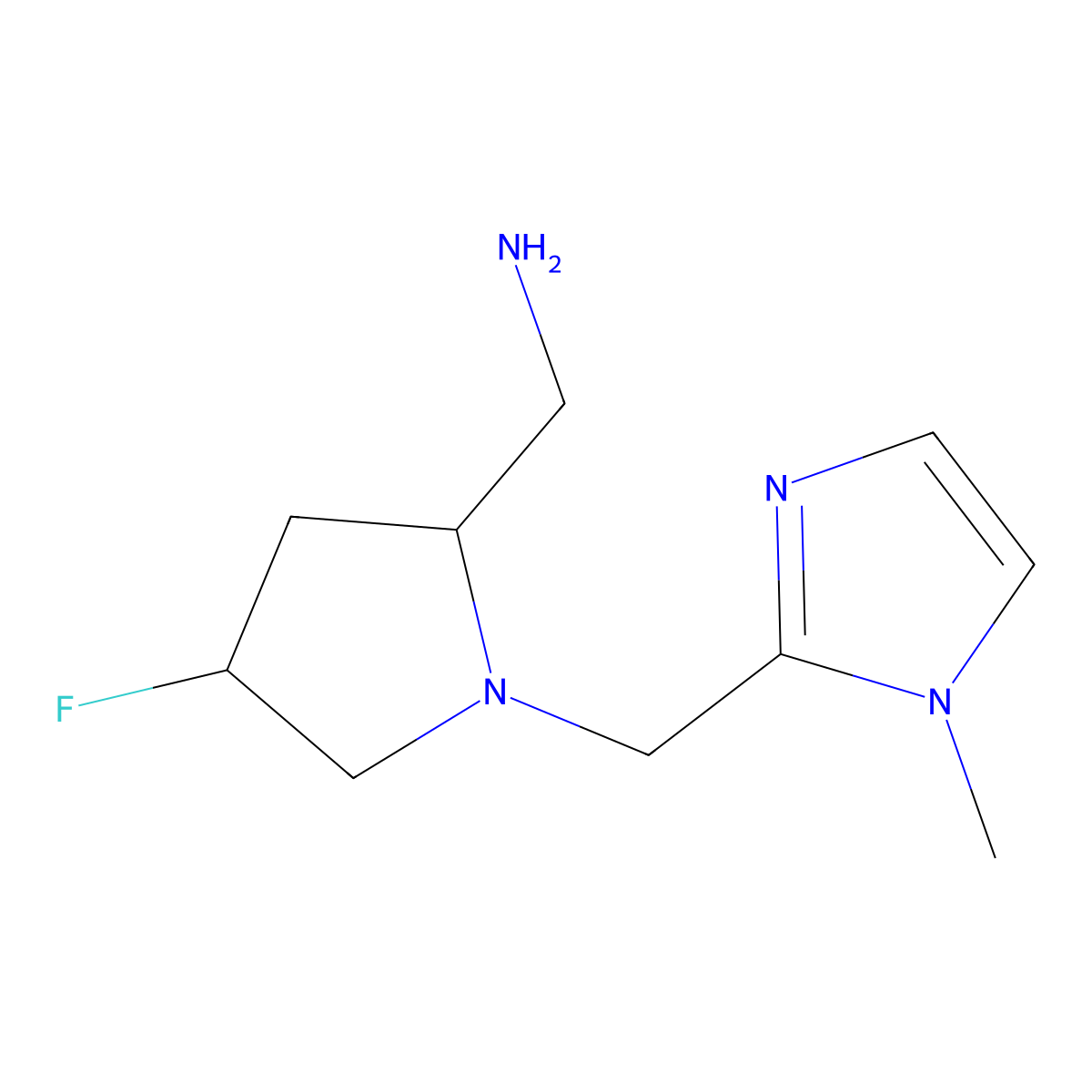 [(2S,4S)-4-fluoro-1-[(1-methyl-1H-imidazol-2-yl)methyl]pyrrolidin-2-yl]methanamine molecular structure, CAS 1820572-46-0