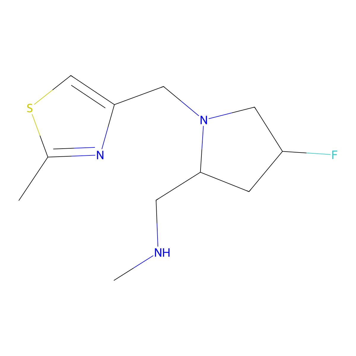 {[(2S,4S)-4-fluoro-1-[(2-methyl-1,3-thiazol-4-yl)methyl]pyrrolidin-2-yl]methyl}(methyl)amine molecular structure, CAS 1820572-48-2