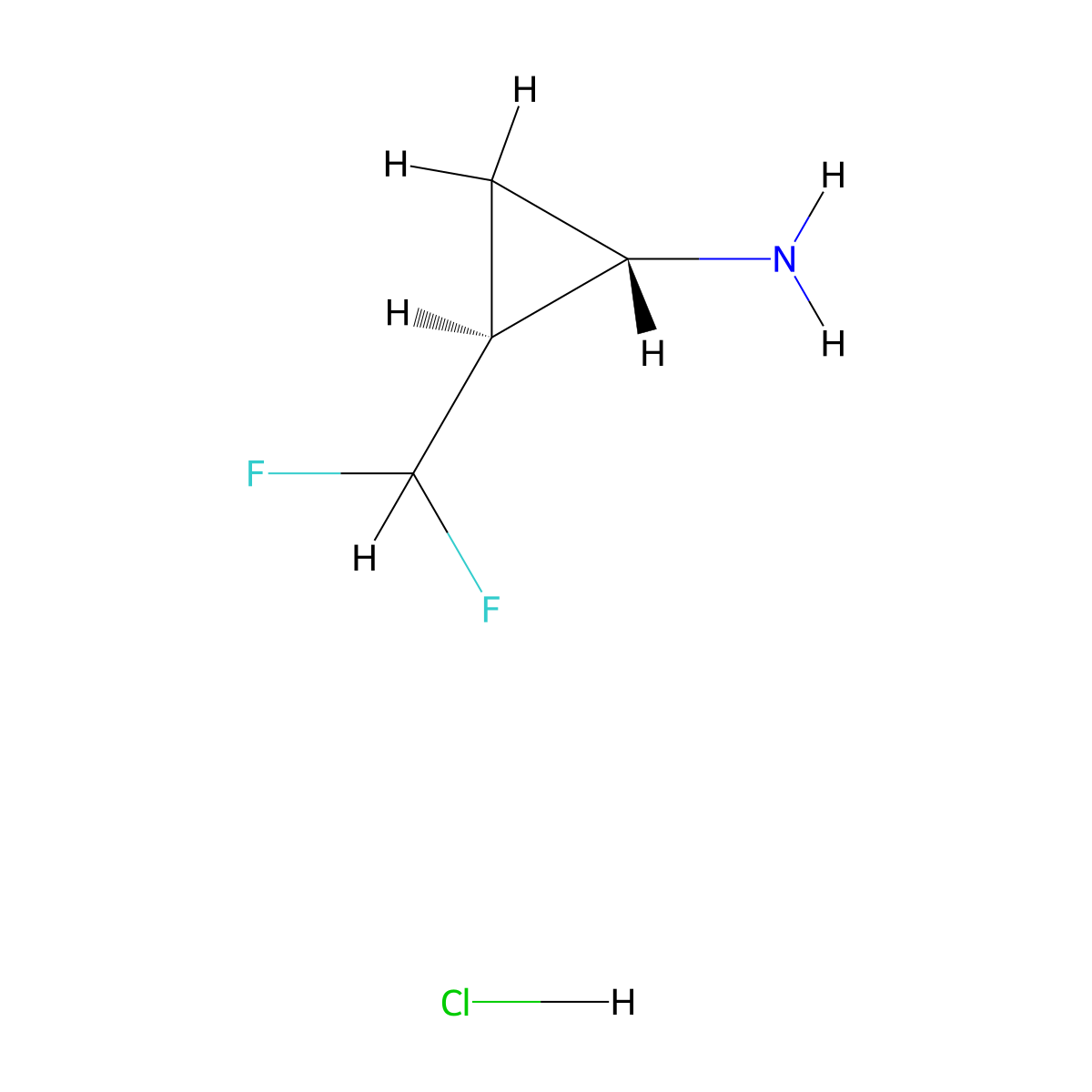 (1S,2S)-2-(difluoromethyl)cyclopropan-1-amine hydrochloride molecular structure, CAS 1820573-97-4