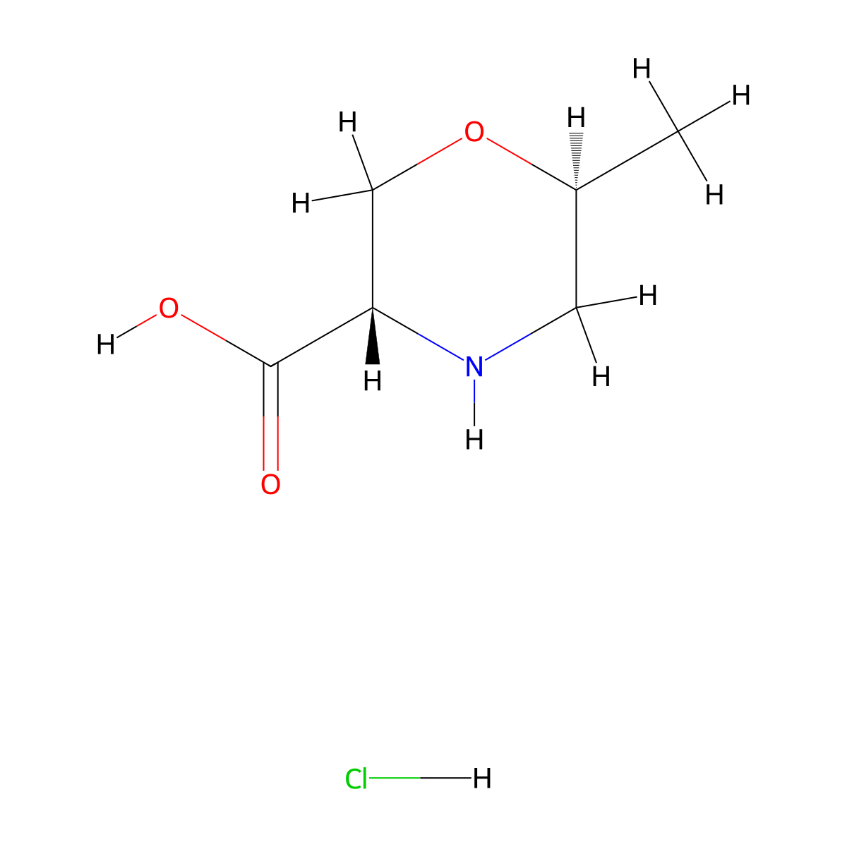 (3S,6S)-6-methylmorpholine-3-carboxylic acid hydrochloride molecular structure, CAS 1820574-21-7