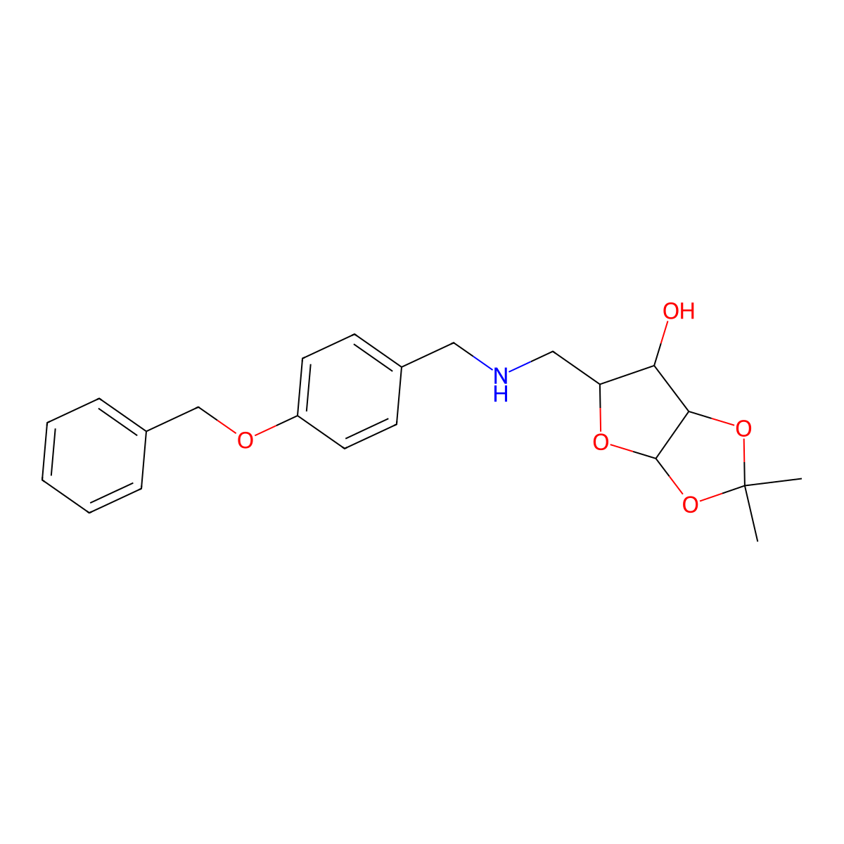 (3aR,5R,6S,6aR)-5-[({[4-(benzyloxy)phenyl]methyl}amino)methyl]-2,2-dimethyl-tetrahydro-2H-furo[2,3-d][1,3]dioxol-6-ol molecular structure, CAS 1820574-24-0