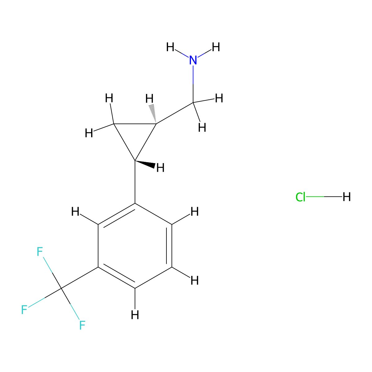 [(1R,2R)-2-[3-(Trifluoromethyl)phenyl]cyclopropyl]methanamine;hydrochloride molecular structure, CAS 1820574-52-4