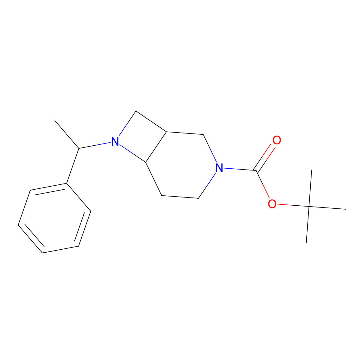 (1S,6R)-3-Boc-7-[(R)-1-phenylethyl]-3,7-diazabicyclo[4.2.0]octane molecular structure, CAS 1820574-76-2