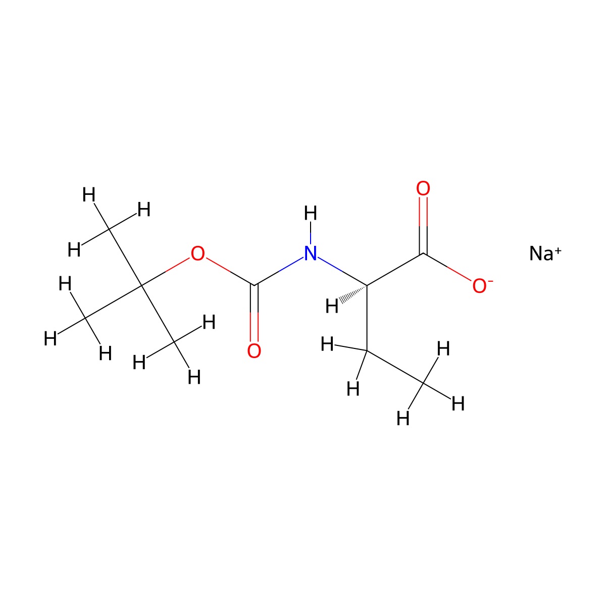 Boc-D-2-aminobutanoic acid sodium salt molecular structure, CAS 1820574-87-5