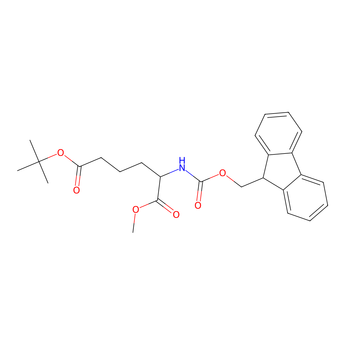 6-Tert-butyl 1-methyl (2S)-2-{[(9H-fluoren-9-ylmethoxy)carbonyl]amino}hexanedioate molecular structure, CAS 1820574-99-9