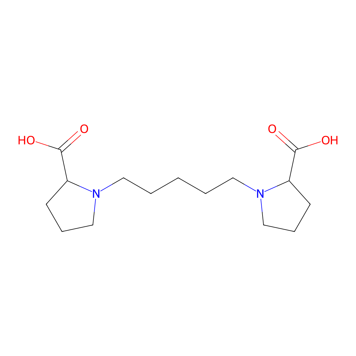 (S)-1-(5-((S)-2-Carboxypyrrolidin-1-YL)-pentyl)pyrrolidine-2-carboxylic acid molecular structure, CAS 1820575-05-0