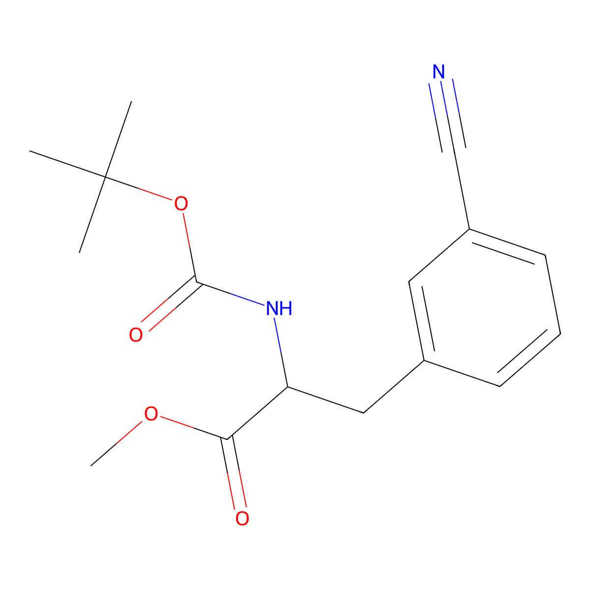 methyl (2R)-2-{[(tert-butoxy)carbonyl]amino}-3-(3-cyanophenyl)propanoate molecular structure, CAS 1820575-13-0