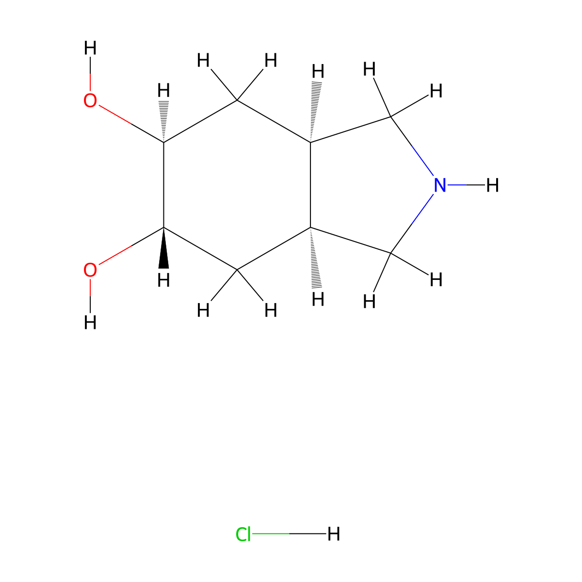 rac-(3aR,5S,6S,7aS)-Octahydro-1H-isoindole-5,6-diol hydrochloride molecular structure, CAS 1820575-24-3