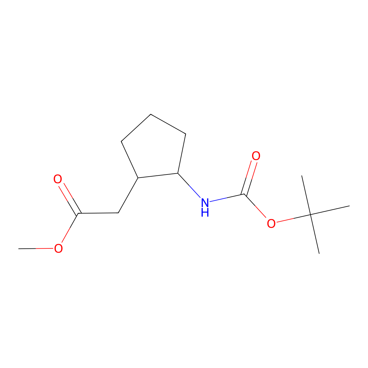 methyl 2-[(1S,2R)-2-{[(tert-butoxy)carbonyl]amino}cyclopentyl]acetate molecular structure, CAS 1820575-27-6