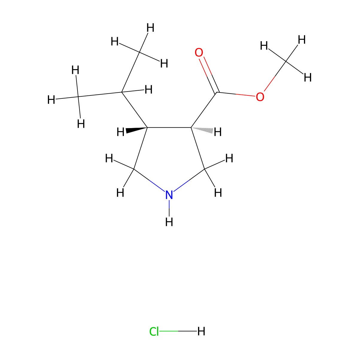 trans (+/-) 4-Isopropylpyrrolidine-3-carboxylic acid methyl ester hcl molecular structure, CAS 1820575-33-4