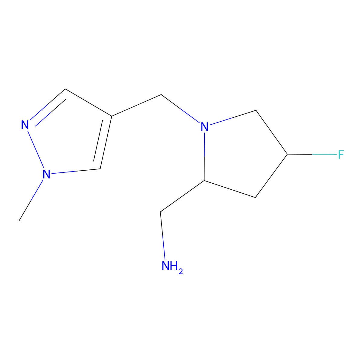 [(2S,4S)-4-fluoro-1-[(1-methylpyrazol-4-yl)methyl]pyrrolidin-2-yl]methanamine molecular structure, CAS 1820575-42-5
