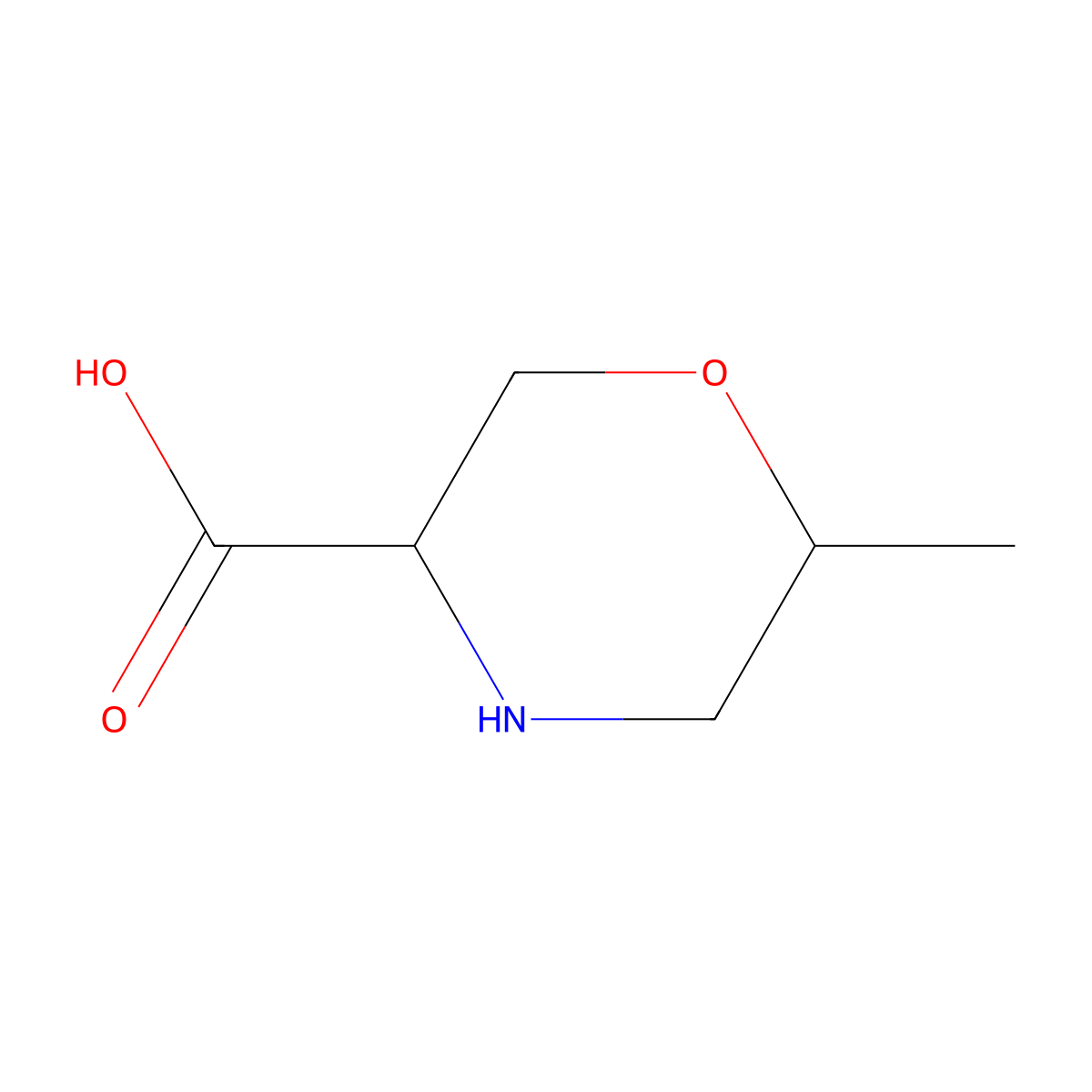 (3R,6S)-6-Methylmorpholine-3-carboxylic acid molecular structure, CAS 1820575-52-7