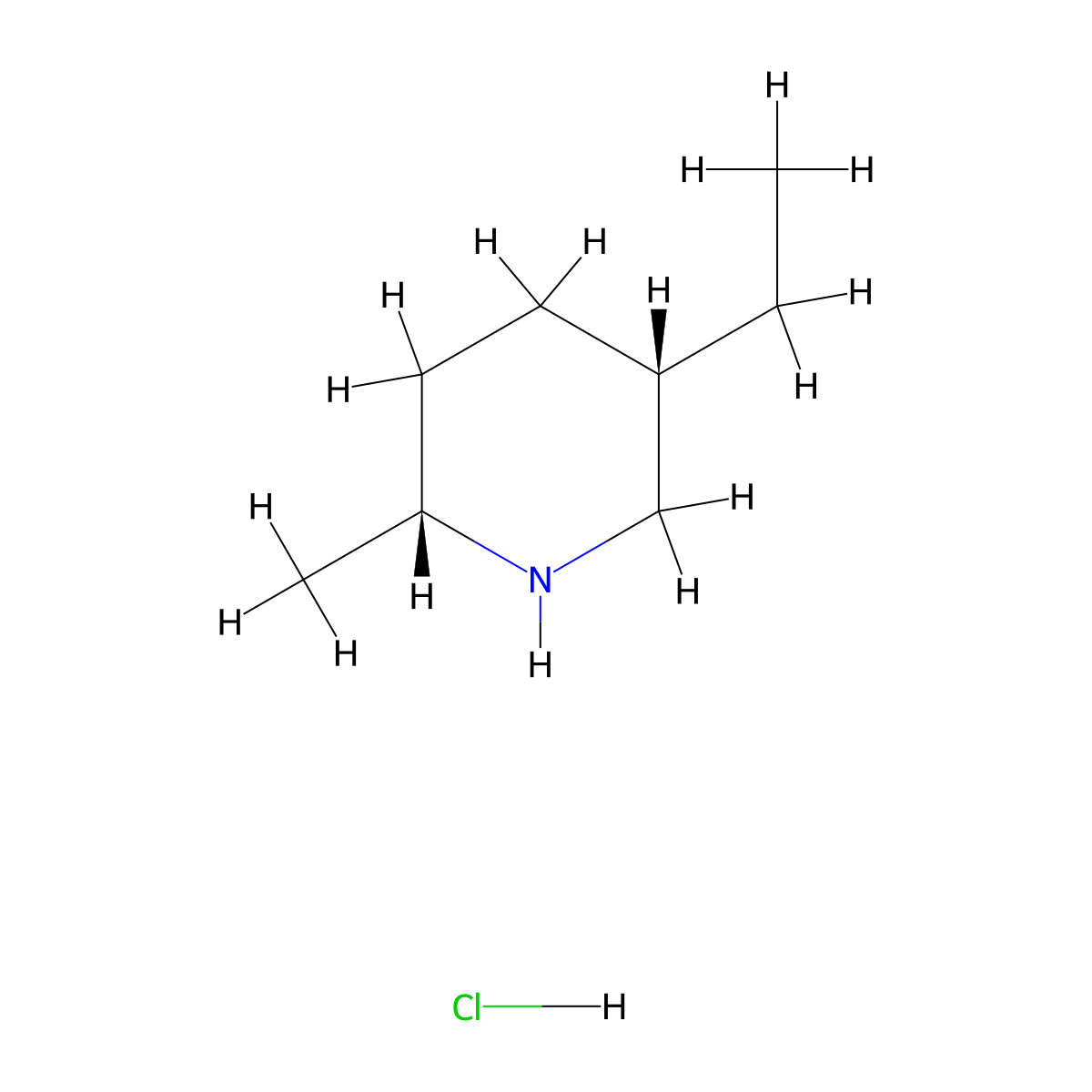 (2R,5S)-5-Ethyl-2-methylpiperidine hydrochloride molecular structure, CAS 1820575-57-2