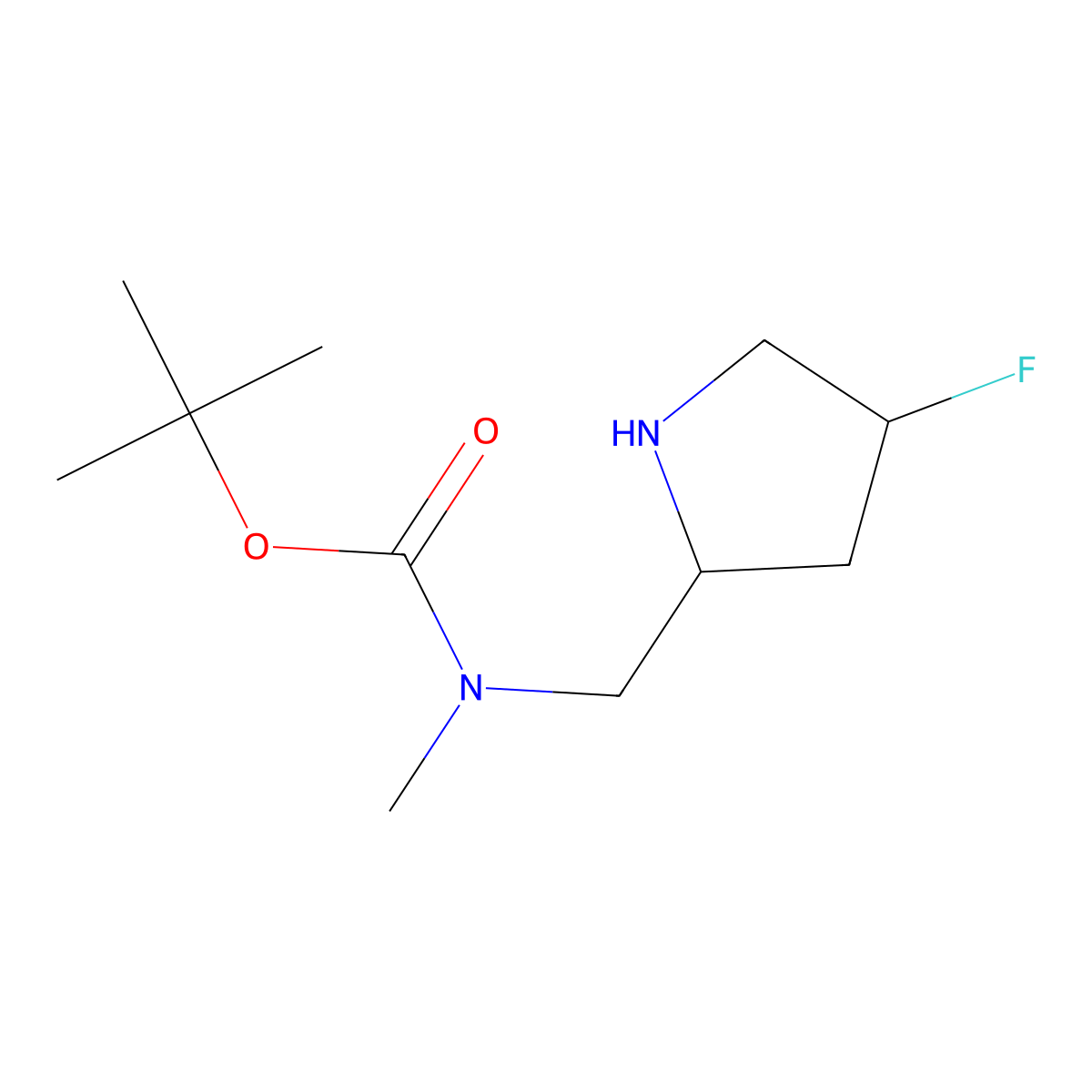 tert-butyl (((2S,4S)-4-fluoropyrrolidin-2-yl)methyl)(methyl)carbamate molecular structure, CAS 1820575-58-3