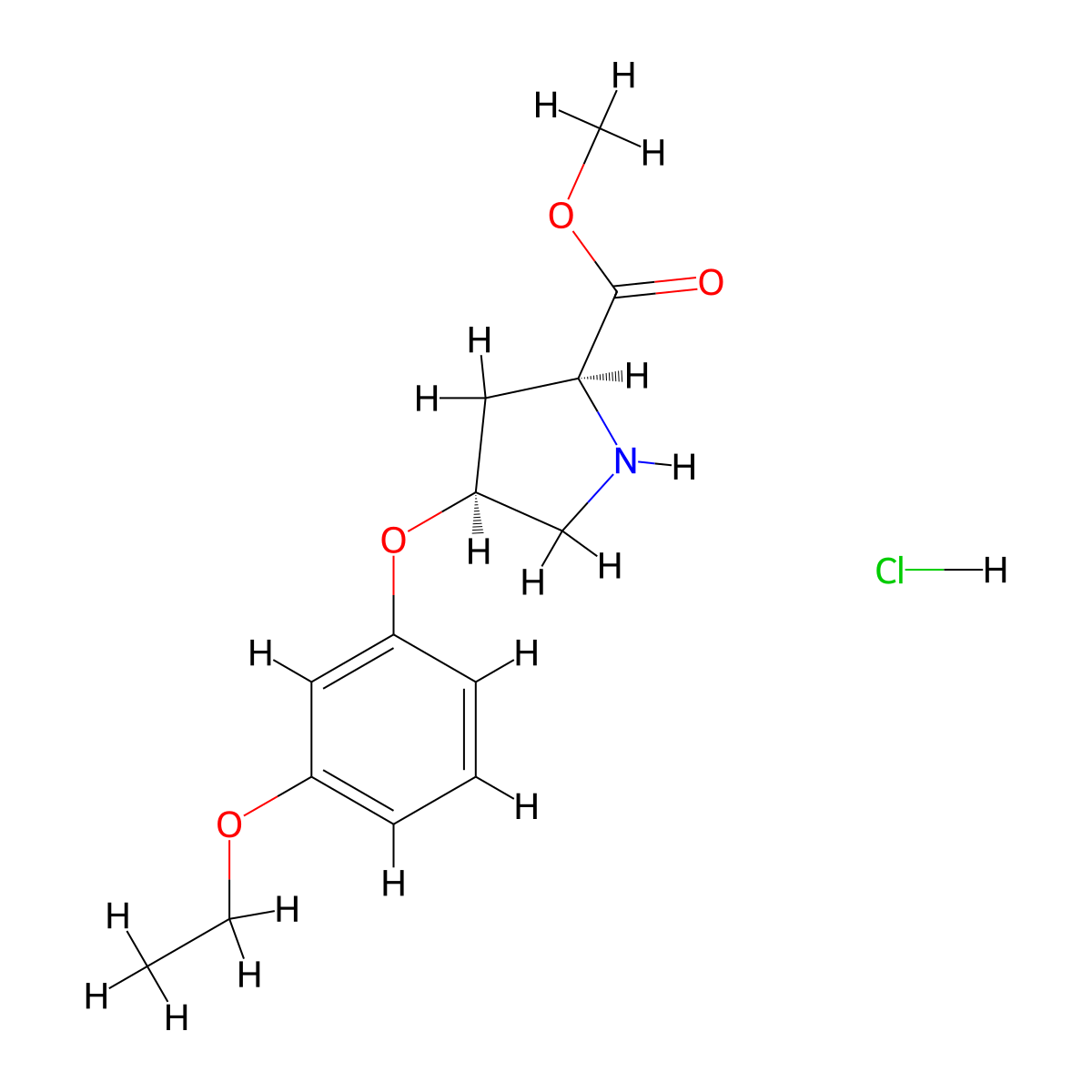 Methyl (2S,4S)-4-(3-ethoxyphenoxy)-2-pyrrolidinecarboxylate hydrochloride molecular structure, CAS 1820575-62-9