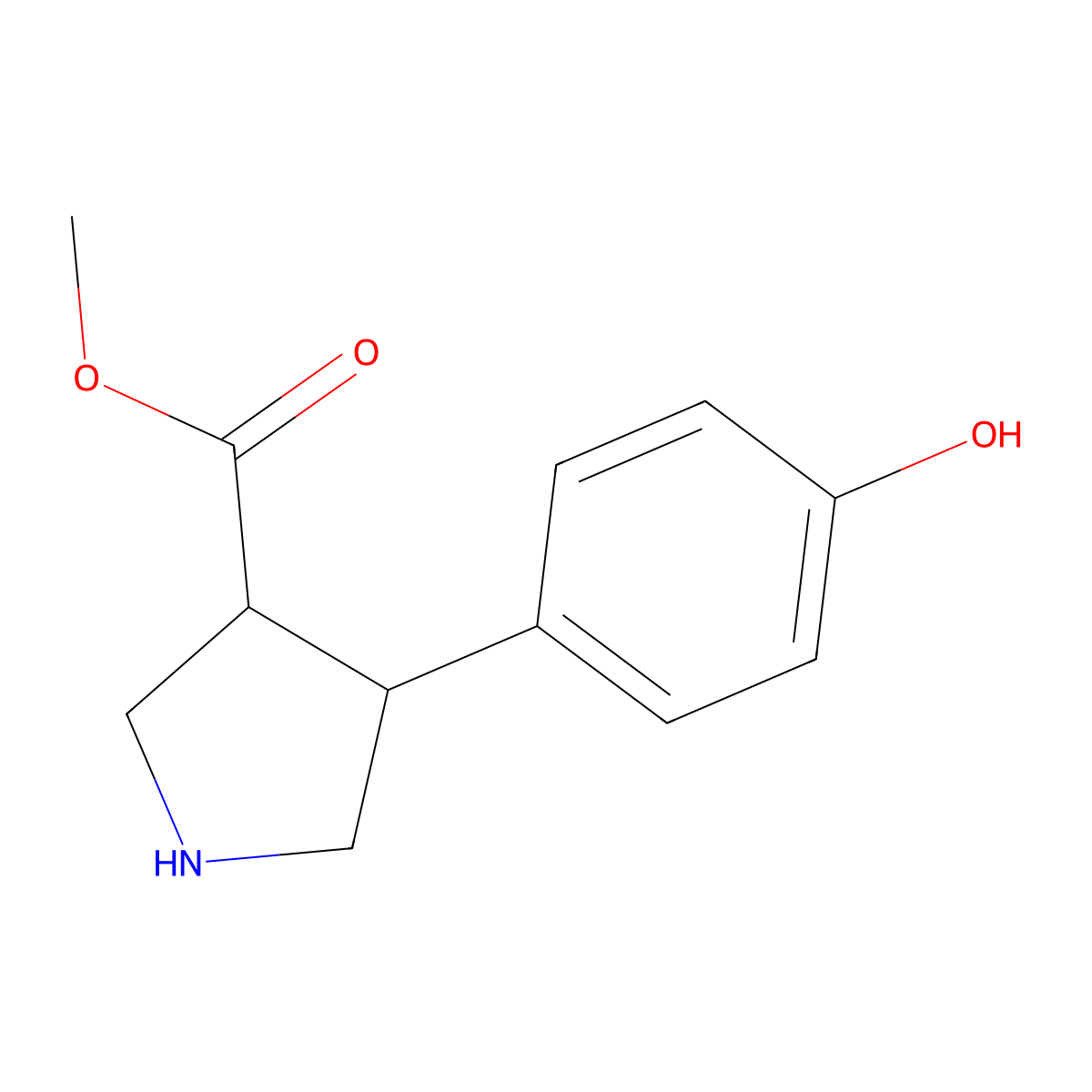 methyl (3S,4R)-4-(4-hydroxyphenyl)pyrrolidine-3-carboxylate molecular structure, CAS 1820575-66-3