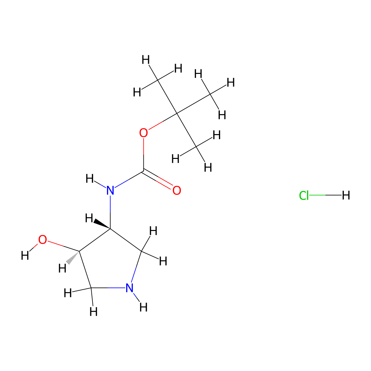 tert-Butyl ((3R,4R)-4-hydroxypyrrolidin-3-yl)carbamate hydrochloride molecular structure, CAS 1820575-70-9