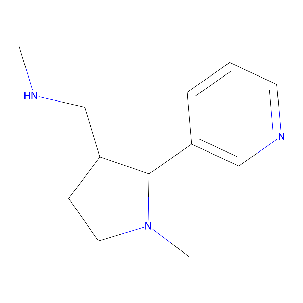 methyl({[(2R,3S)-1-methyl-2-(pyridin-3-yl)pyrrolidin-3-yl]methyl})amine molecular structure, CAS 1820575-74-3