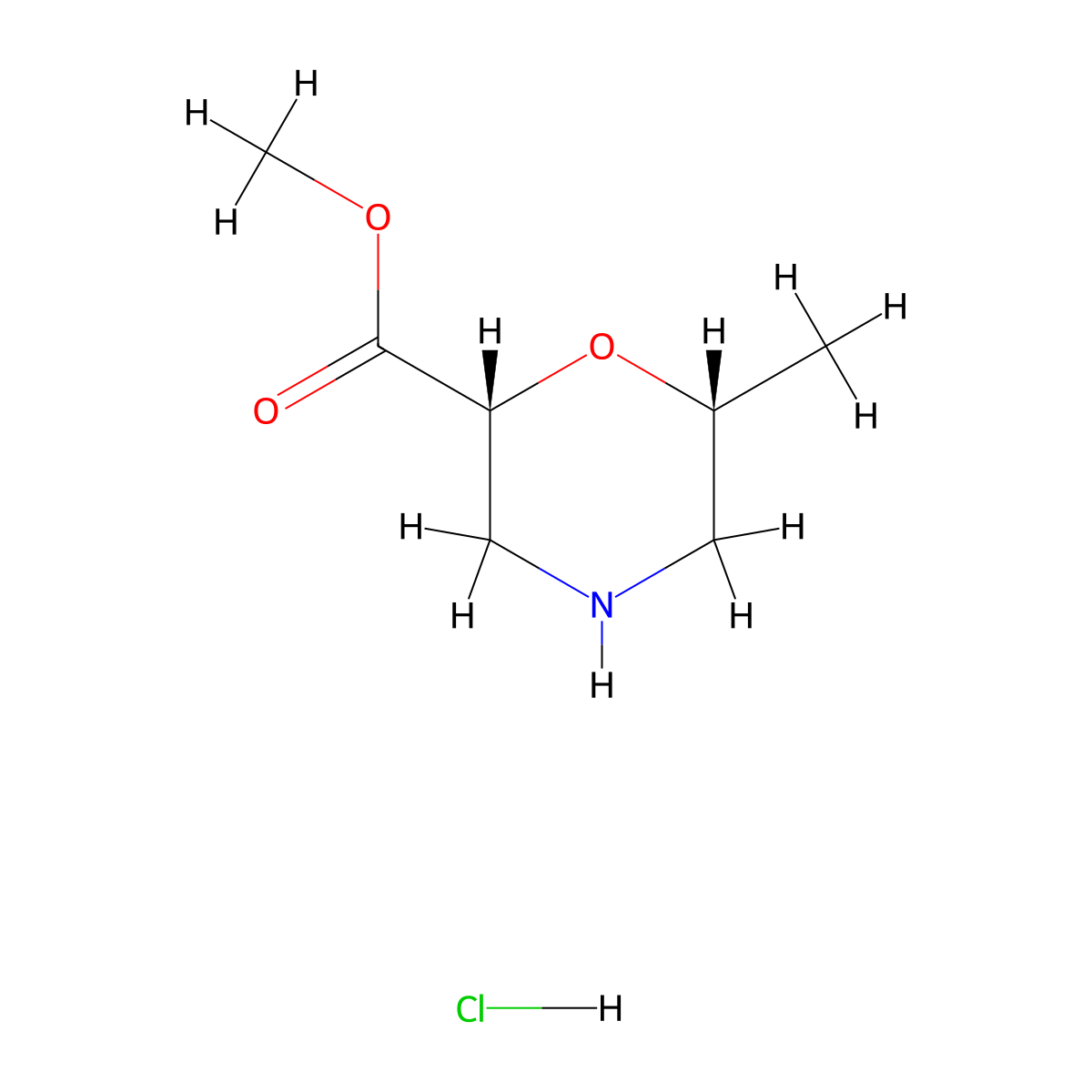 methyl (2R,6R)-6-methylmorpholine-2-carboxylate hydrochloride molecular structure, CAS 1820575-77-6