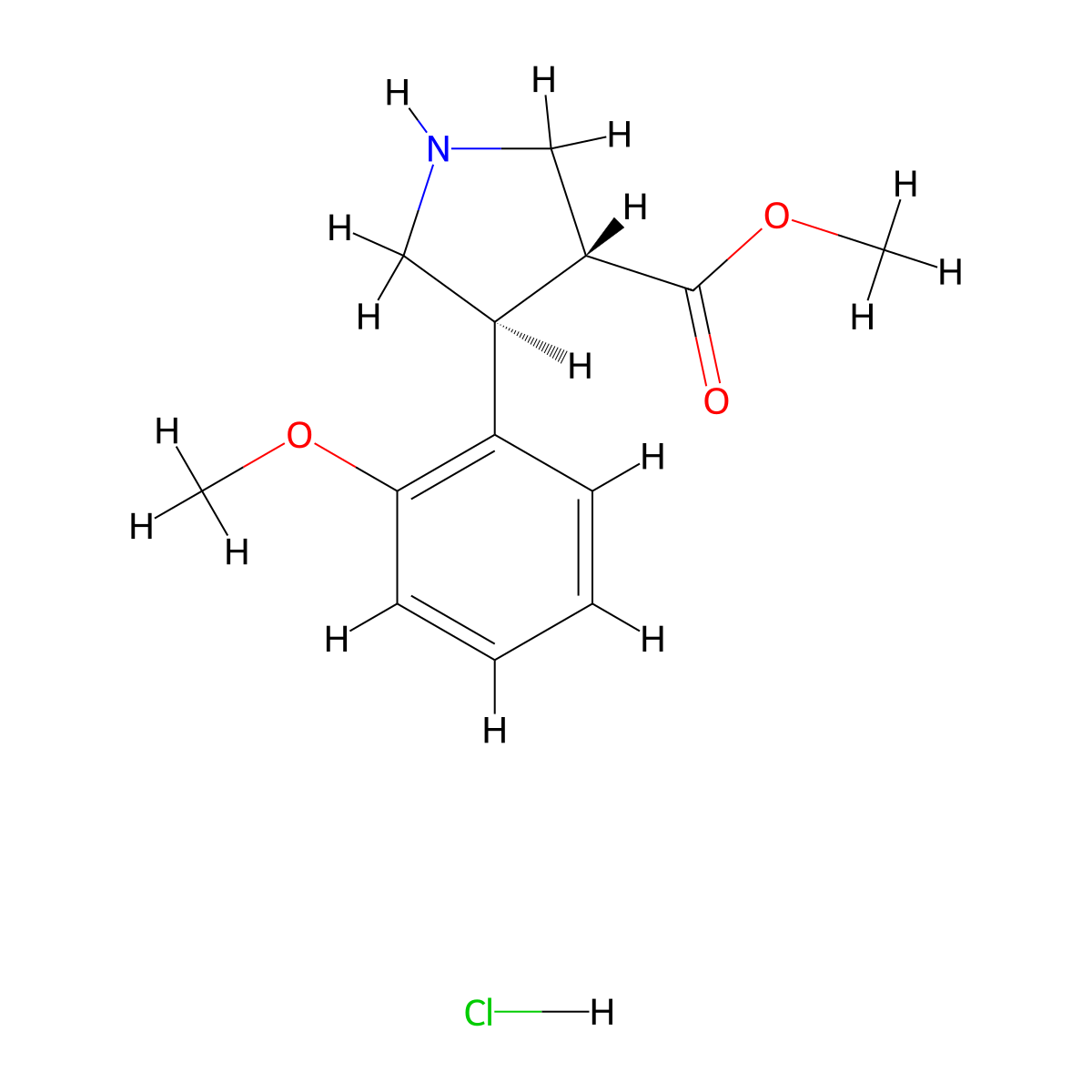 Methyl (3R,4S)-4-(2-methoxyphenyl)pyrrolidine-3-carboxylate hydrochloride molecular structure, CAS 1820575-86-7