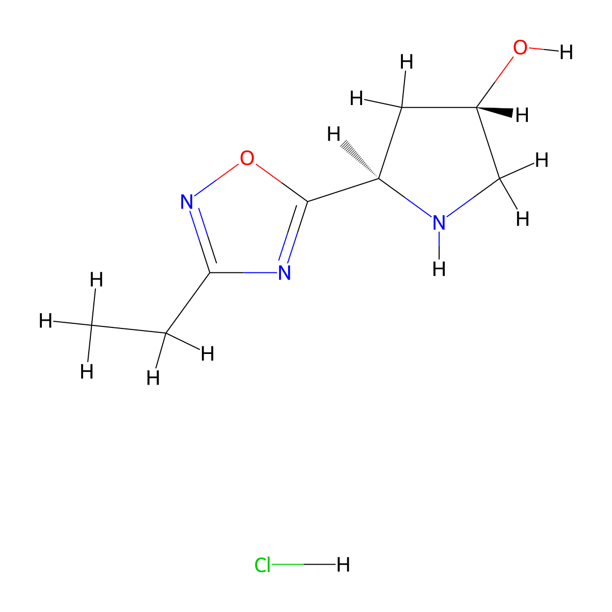(3S,5R)-5-(3-ethyl-1,2,4-oxadiazol-5-yl)pyrrolidin-3-ol hydrochloride molecular structure, CAS 1820575-91-4