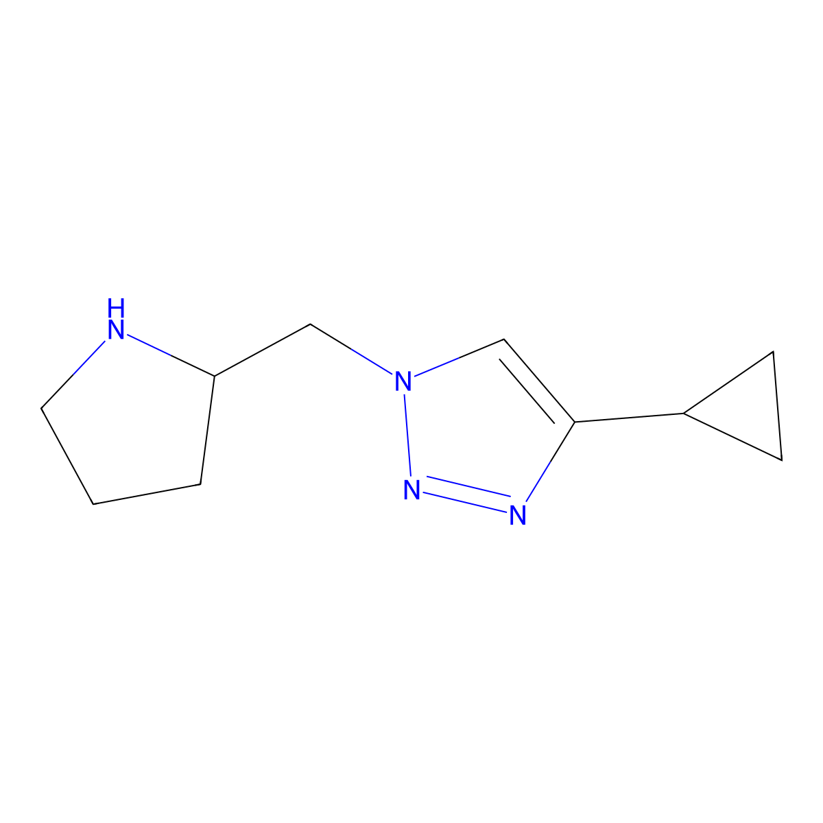 4-cyclopropyl-1-{[(2S)-pyrrolidin-2-yl]methyl}-1H-1,2,3-triazole molecular structure, CAS 1820575-98-1