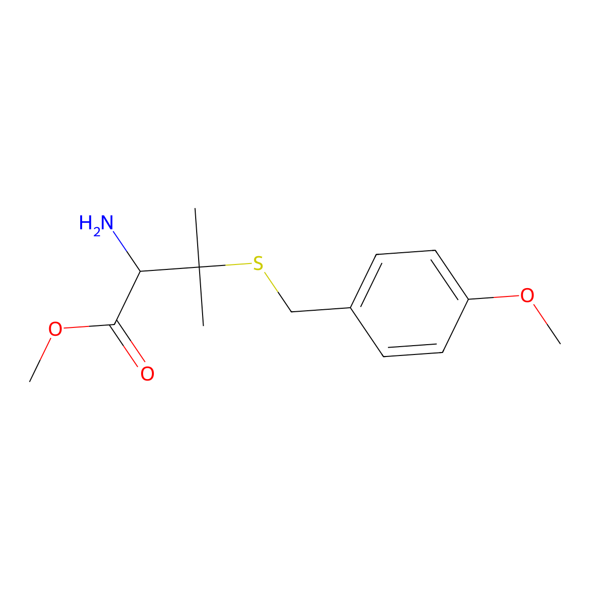 Methyl (2S)-2-amino-3-{[(4-methoxyphenyl)methyl]sulfanyl}-3-methylbutanoate molecular structure, CAS 1820576-01-9