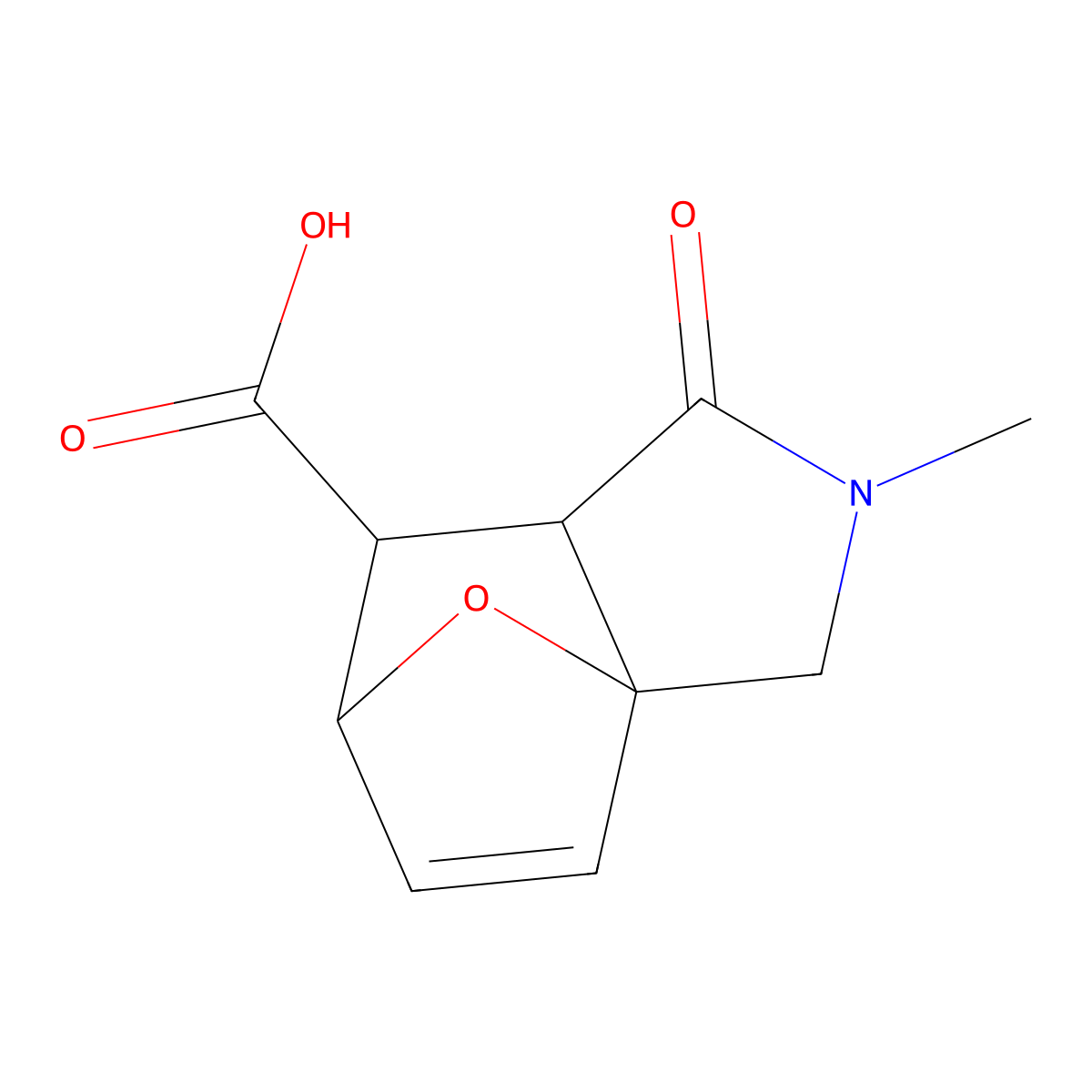 (1S*,5R*,6S*,7R*)-3-Methyl-4-oxo-10-oxa-3-azatricyclo[5.2.1.0~1,5~]dec-8-ene-6-carboxylic acid molecular structure, CAS 1820576-25-7