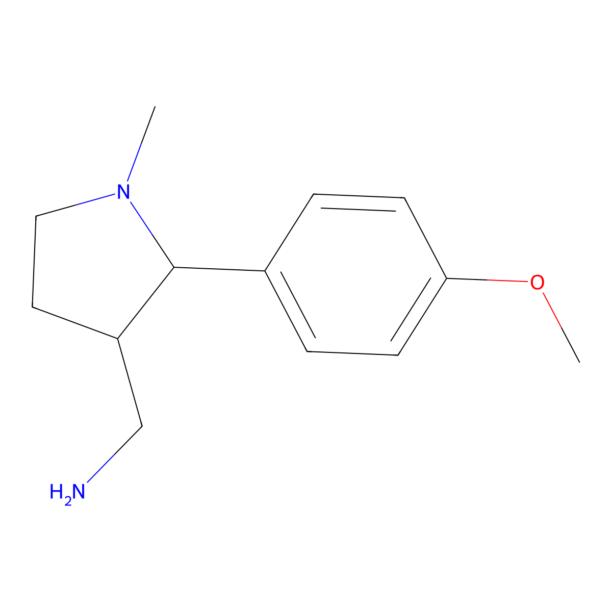 [(2S,3R)-2-(4-methoxyphenyl)-1-methylpyrrolidin-3-yl]methanamine molecular structure, CAS 1820579-46-1