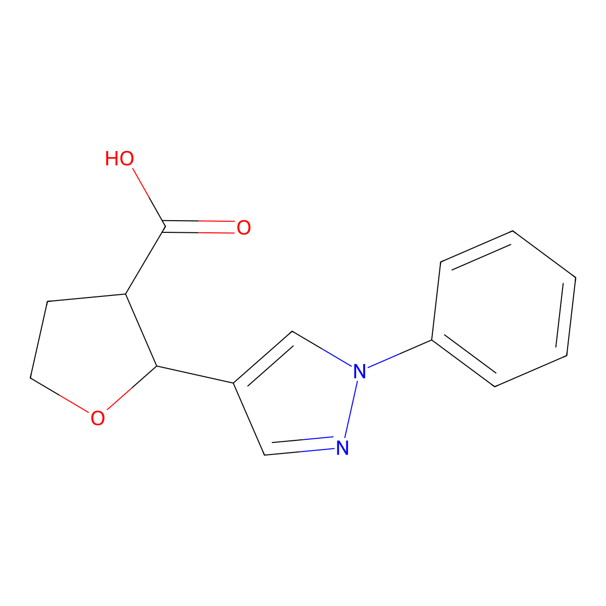 (2S,3S)-2-(1-phenyl-1H-pyrazol-4-yl)oxolane-3-carboxylic acid molecular structure, CAS 1820579-51-8