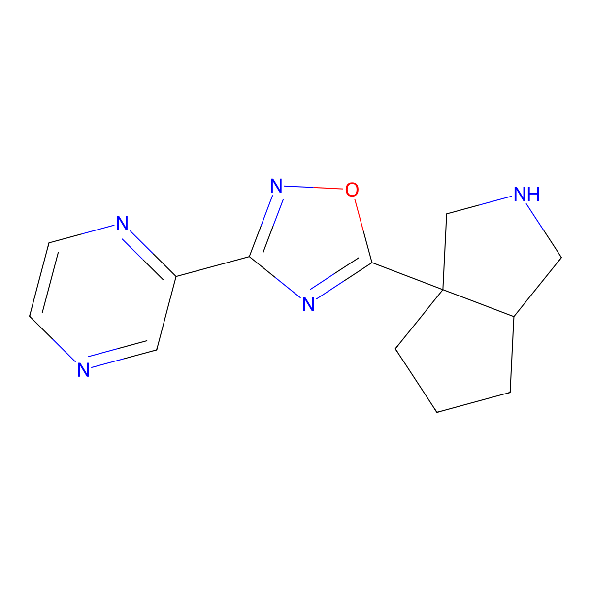 2-{5-[(3aS,6aS)-octahydrocyclopenta[c]pyrrol-3a-yl]-1,2,4-oxadiazol-3-yl}pyrazine molecular structure, CAS 1820579-56-3