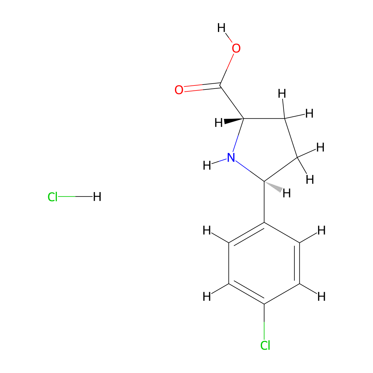 (2S,5S)-5-(4-chlorophenyl)pyrrolidine-2-carboxylic acid hydrochloride molecular structure, CAS 1820579-64-3
