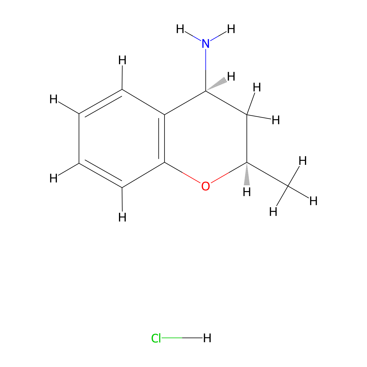 (2R,4S)-2-methyl-3,4-dihydro-2H-1-benzopyran-4-amine hydrochloride molecular structure, CAS 1820579-77-8