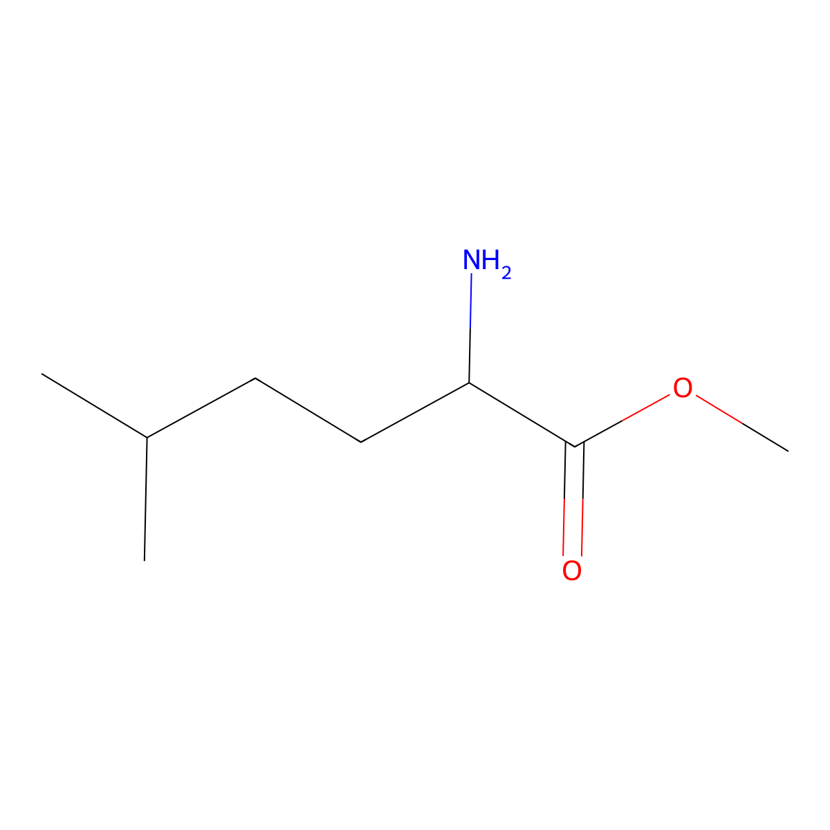 Methyl (2R)-2-amino-5-methylhexanoate molecular structure, CAS 1820579-86-9