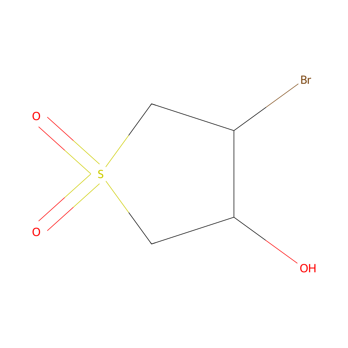 Thiophene-3-ol, 4-bromotetrahydro-, 1,1-dioxide, (3R,4S)-rel- molecular structure, CAS 1820580-20-8