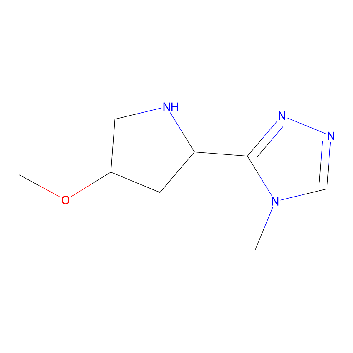 3-[(2S,4R)-4-Methoxypyrrolidin-2-yl]-4-methyl-4H-1,2,4-triazole molecular structure, CAS 1820580-22-0