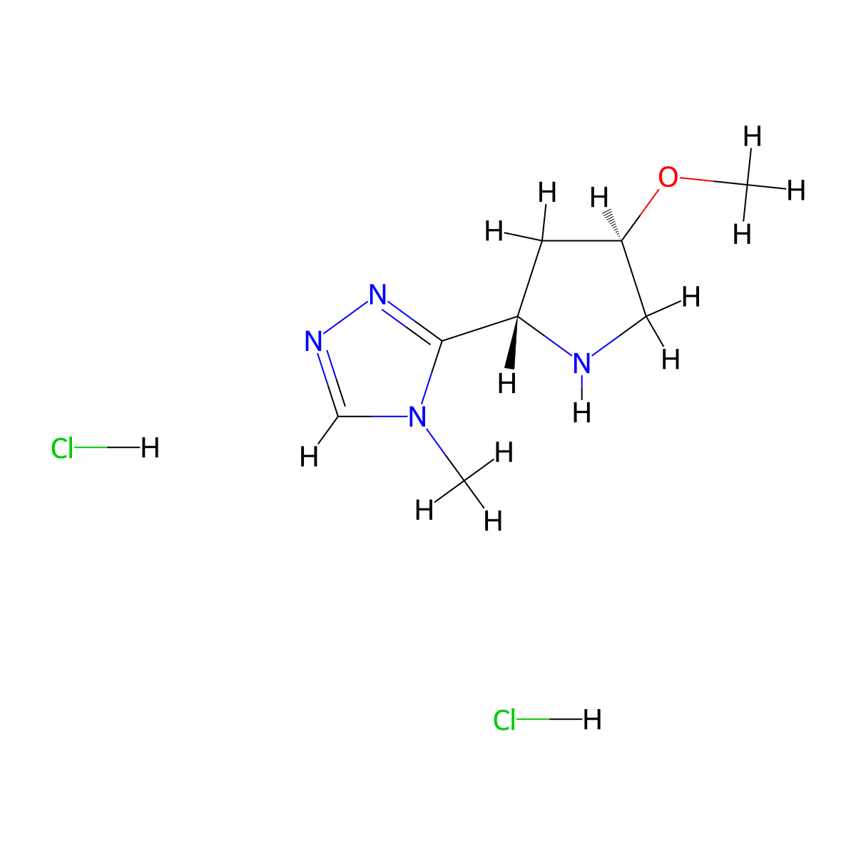 3-[(2S,4R)-4-methoxypyrrolidin-2-yl]-4-methyl-4H-1,2,4-triazole dihydrochloride molecular structure, CAS 1820580-23-1