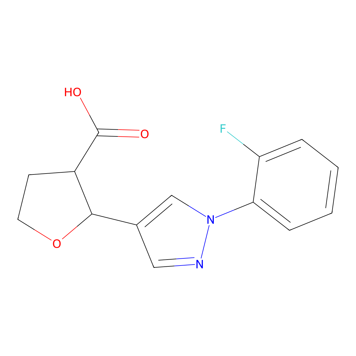 (2S,3S)-2-[1-(2-fluorophenyl)-1H-pyrazol-4-yl]oxolane-3-carboxylic acid molecular structure, CAS 1820580-26-4