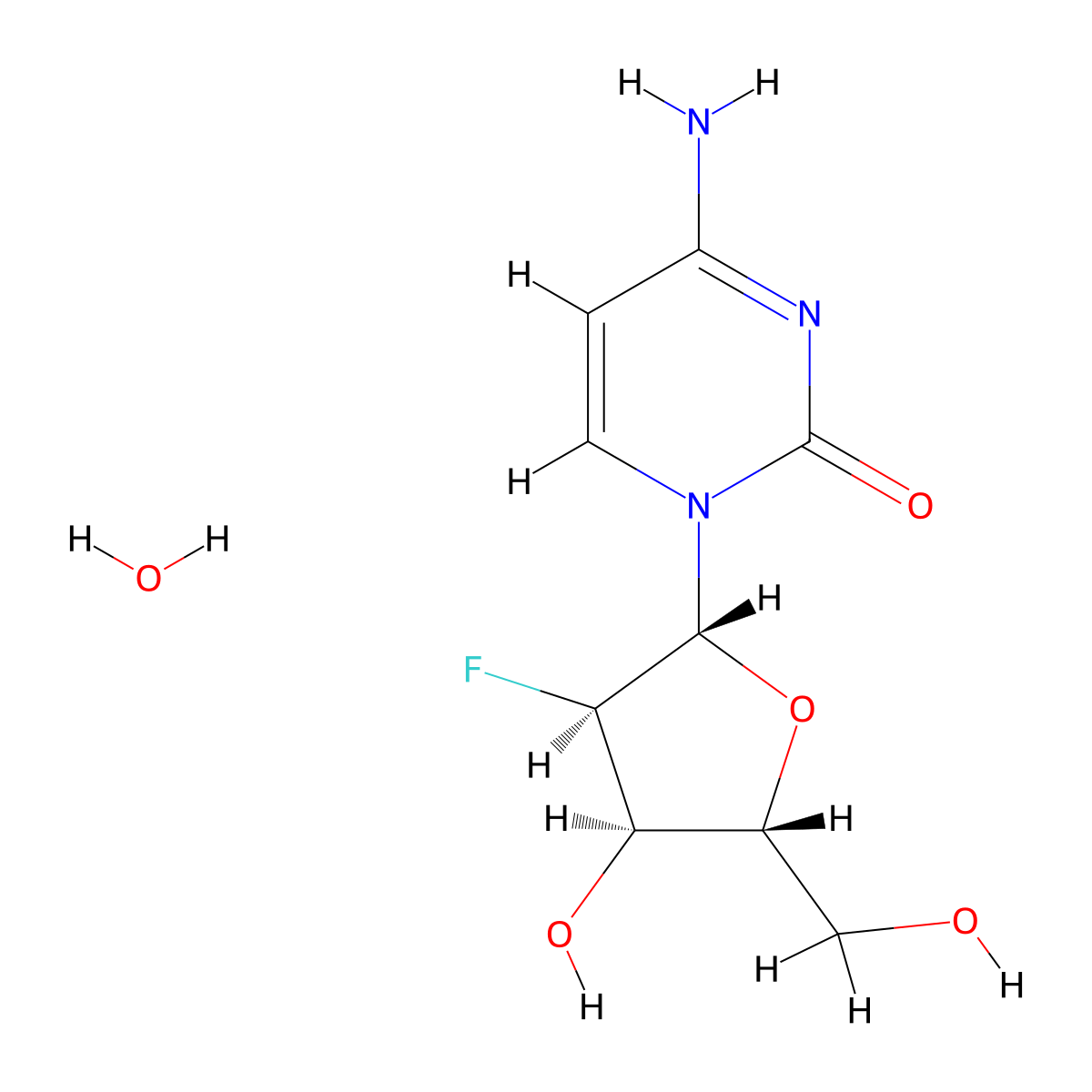 2'-Deoxy-2'-fluorocytidine Hydrate molecular structure, CAS 1820580-34-4