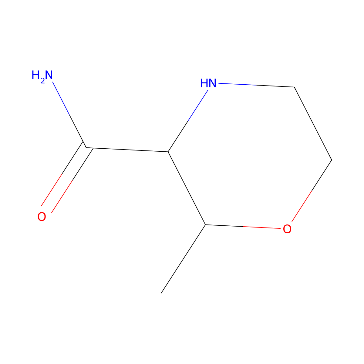 (2R,3S)-2-Methylmorpholine-3-carboxamide molecular structure, CAS 1820580-37-7